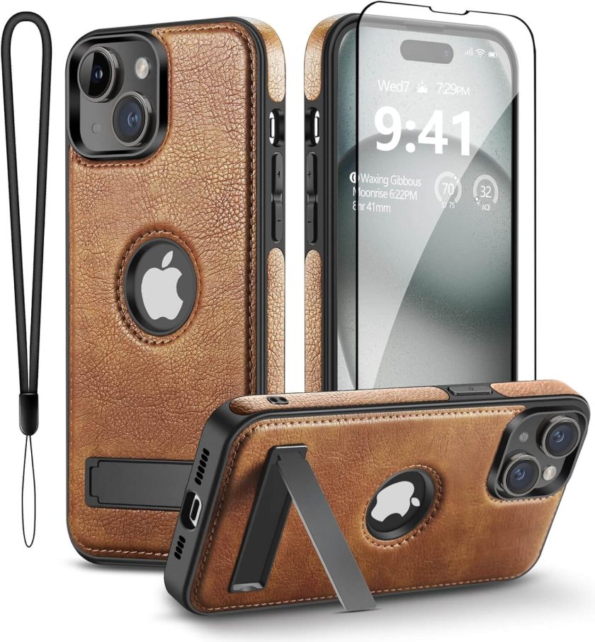 iPhone 13 Leather Case With Kickstand