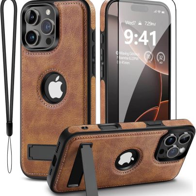 iPhone 16 Pro Leather Case With Kickstand