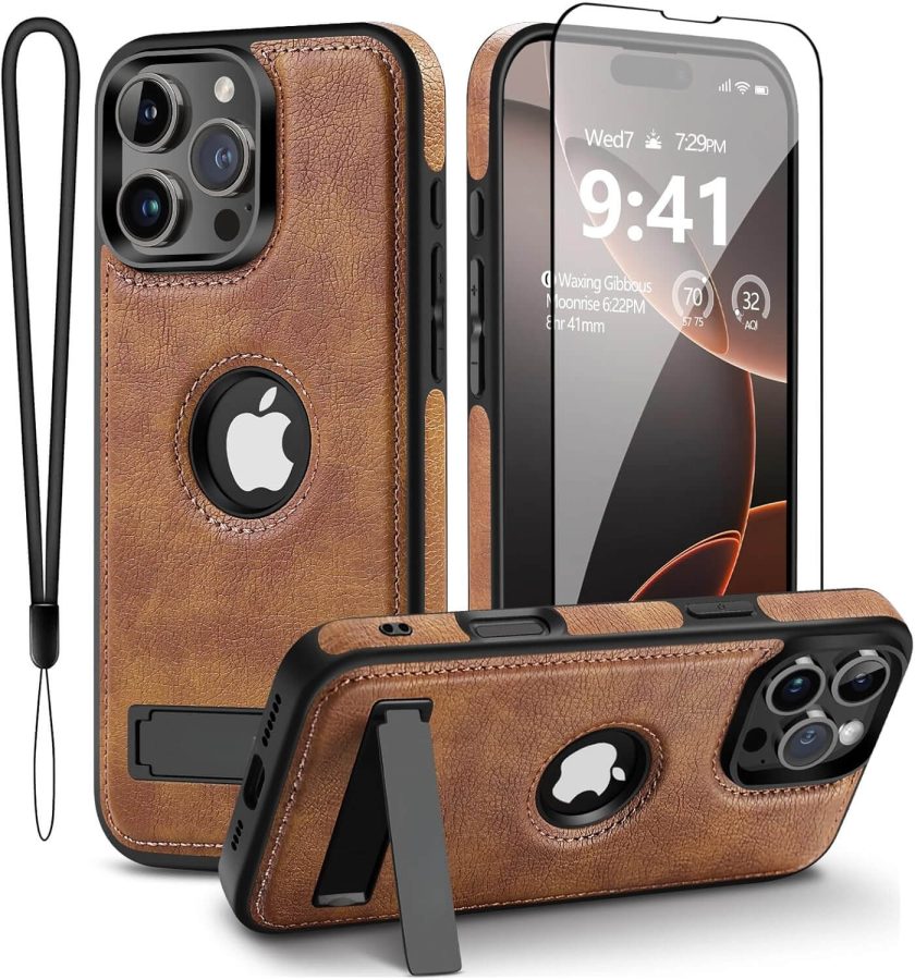 iPhone 16 Pro Leather Case With Kickstand