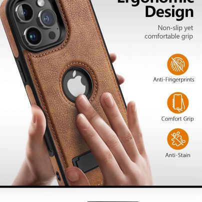 iPhone 16 Pro Leather Case With Kickstand