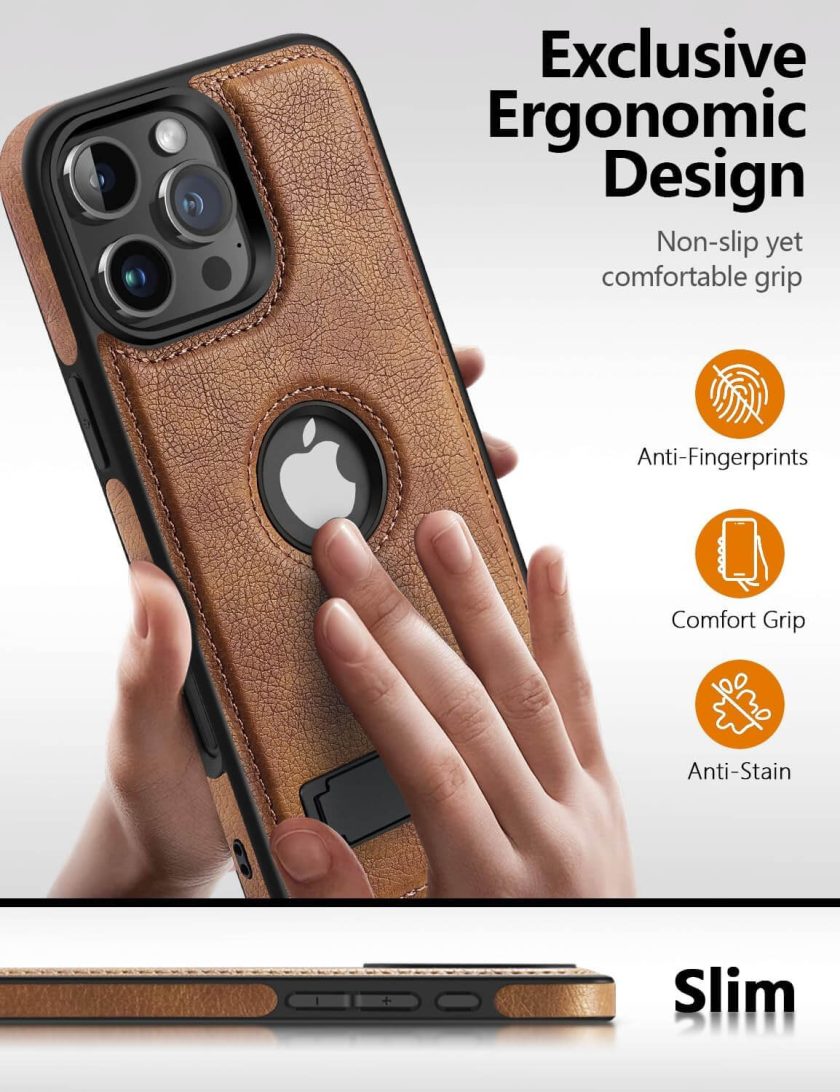 iPhone 16 Pro Leather Case With Kickstand
