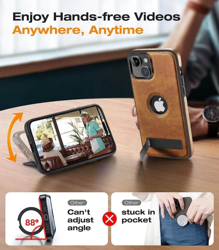iPhone 13 Leather Case With Kickstand