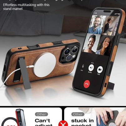 iPhone 16 Pro Leather Case With Kickstand