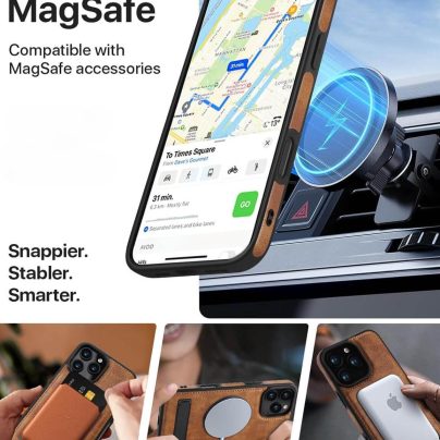 iPhone 16 Pro Leather Case With Kickstand