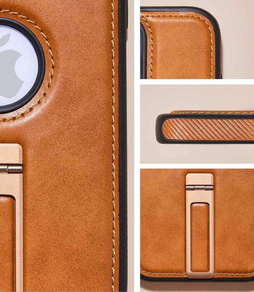 iPhone 15 Leather Case With Kickstand