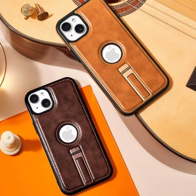 iPhone 15 Leather Case With Kickstand