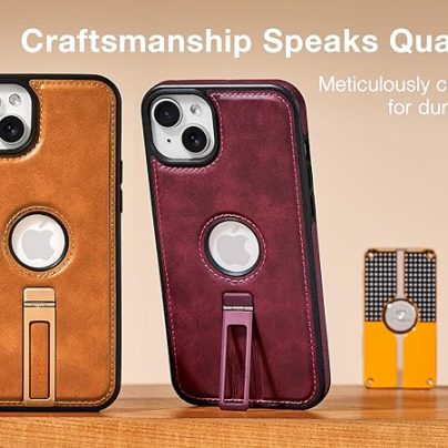 iPhone 15 Leather Case With Kickstand