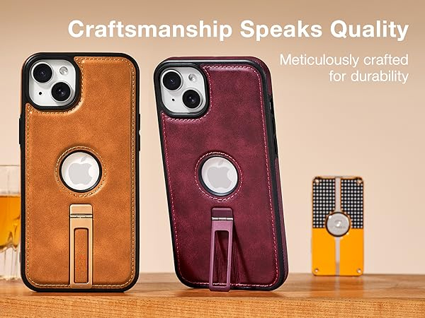 iPhone 15 Leather Case With Kickstand