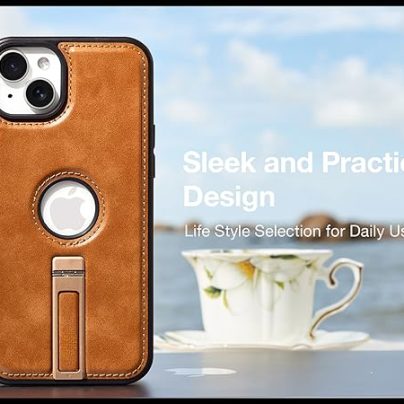 iPhone 15 Leather Case With Kickstand
